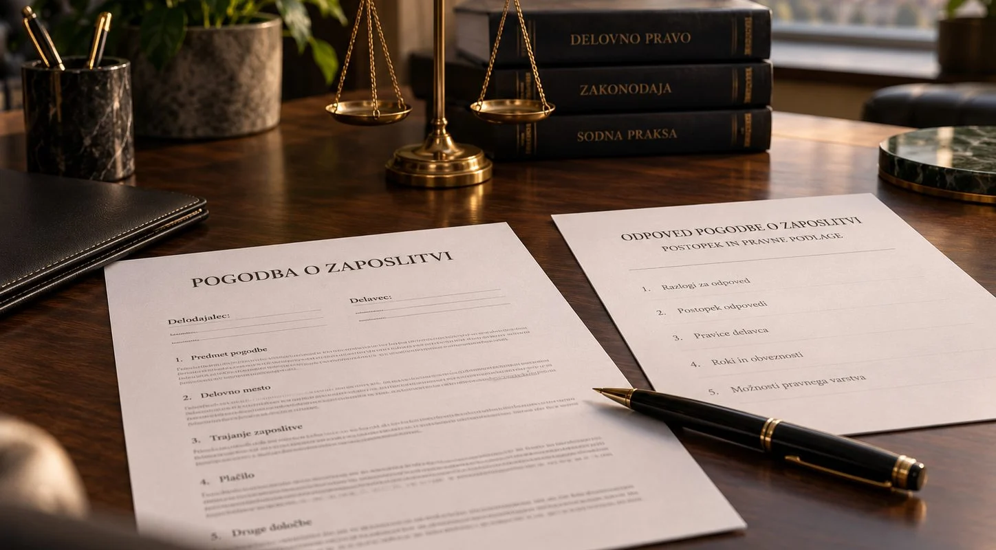 Pogodba o zaposlitvi in dokument o odpovedi na mizi